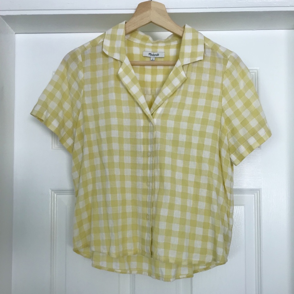 Madewell Gingham Yellow Button Top Shirt